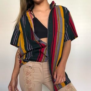 Multi colored button down shirt